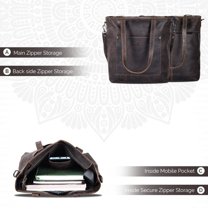 Classic Leather Tote Bag Bunbury Brown GW2025BRN