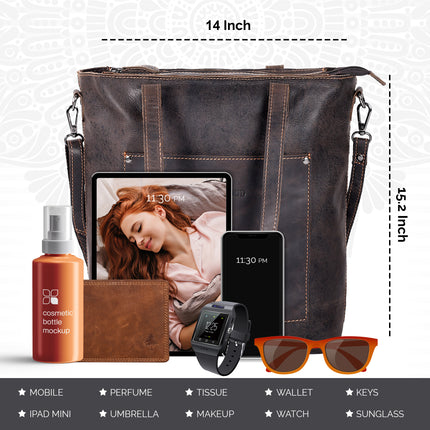 Classic Leather Tote Bag Bunbury Brown GW2025BRN