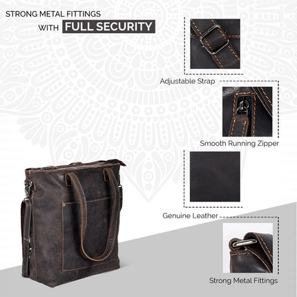 Classic Leather Tote Bag Bunbury Brown GW2025BRN
