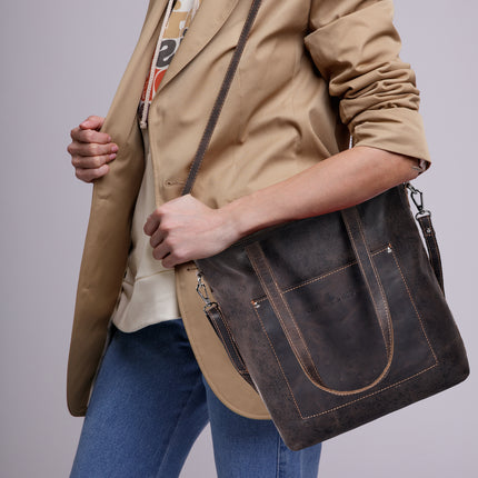 Classic Leather Tote Bag Bunbury Brown GW2025BRN