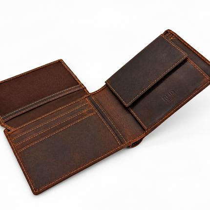 Hawthorn – Men’s Leather Bifold Wallet with Coin Pocket, RFID Blocking, Sandal