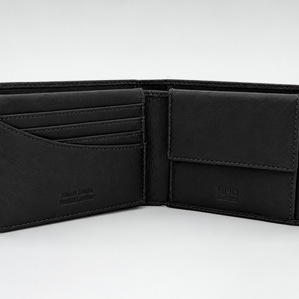 Hawthorn – Men’s Leather Bifold Wallet with Coin Pocket, RFID Blocking, Black