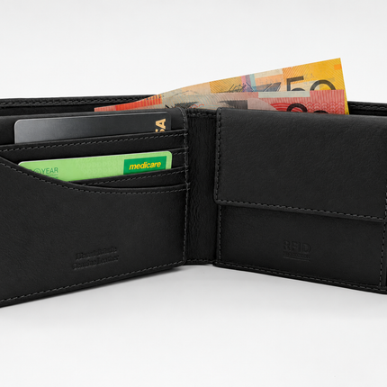 Hawthorn – Men’s Leather Bifold Wallet with Coin Pocket, RFID Blocking, Black