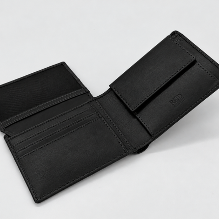 Hawthorn – Men’s Leather Bifold Wallet with Coin Pocket, RFID Blocking, Black