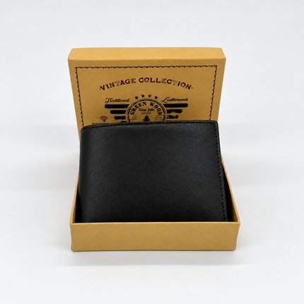 Hawthorn – Men’s Leather Bifold Wallet with Coin Pocket, RFID Blocking, Black