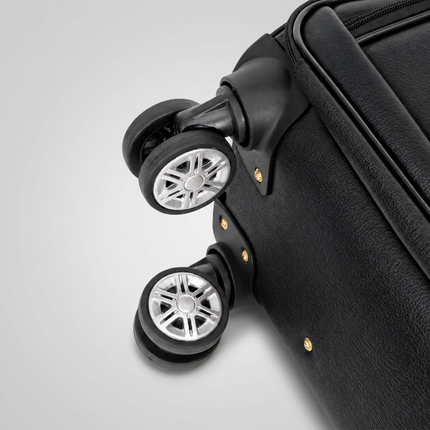 Leather Pilot Business Trolly Bag - Black