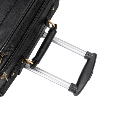 Leather Pilot Business Trolly Bag - Black
