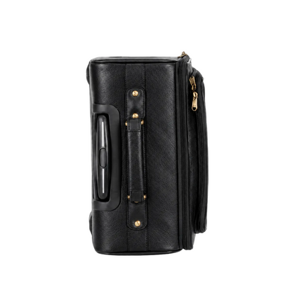 Leather Pilot Business Trolly Bag - Black
