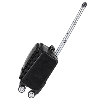 Leather Pilot Business Trolly Bag - Black