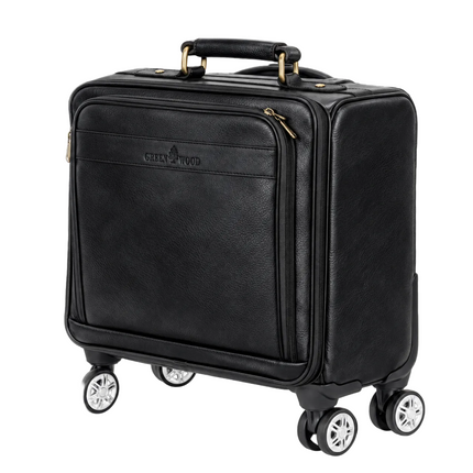 Leather Pilot Business Trolly Bag - Black