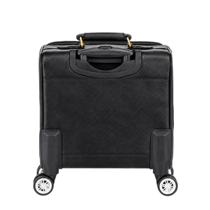 Leather Pilot Business Trolly Bag - Black