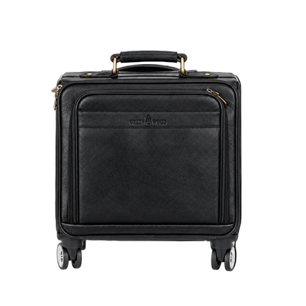 Leather Pilot Business Trolly Bag - Black