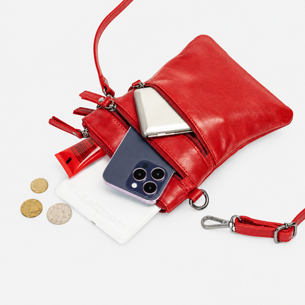 The Cedar | Women's Red Leather Mini Crossbody Bag | Greenwood Leather