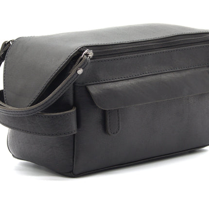 Leather Travel Wash Bag Darwin Black TB797BBLK