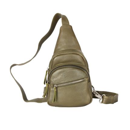 Summit Olive Green Leather Sling Backpack