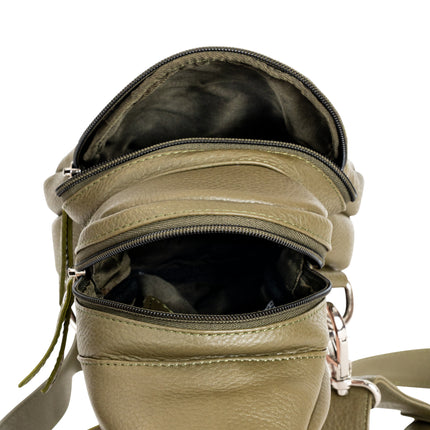 Summit Olive Green Leather Sling Backpack