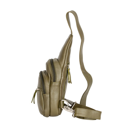 Summit Olive Green Leather Sling Backpack