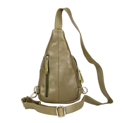 Summit Olive Green Leather Sling Backpack