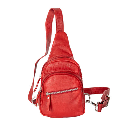 Summit Red Leather Sling Backpack