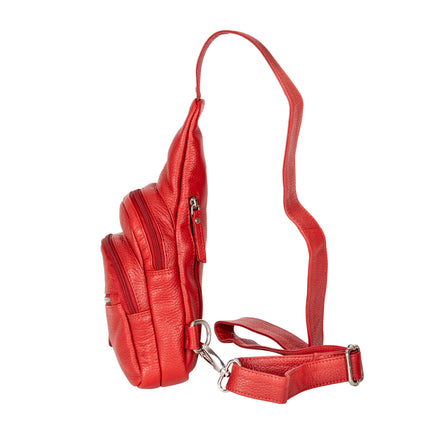 Summit Red Leather Sling Backpack