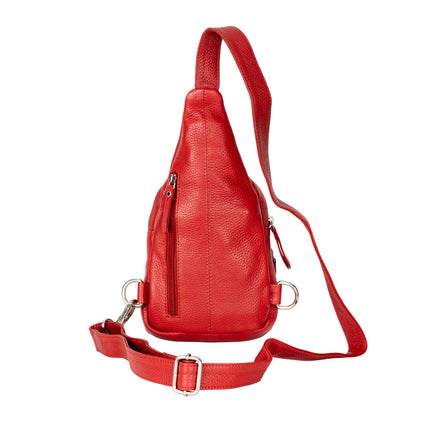 Summit Red Leather Sling Backpack