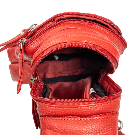 Summit Red Leather Sling Backpack
