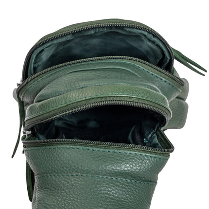 Summit Sea Green Leather Sling Backpack