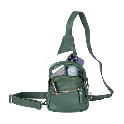 Summit Sea Green Leather Sling Backpack
