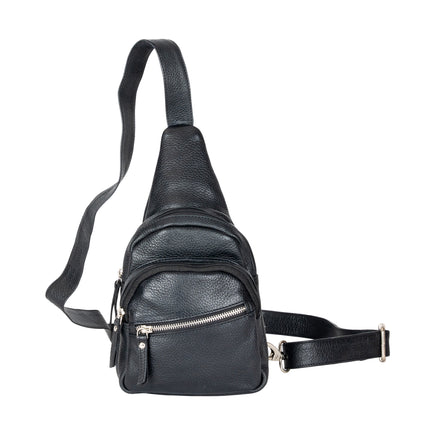 Summit Black Leather Sling Backpack
