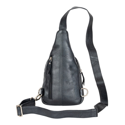 Summit Black Leather Sling Backpack