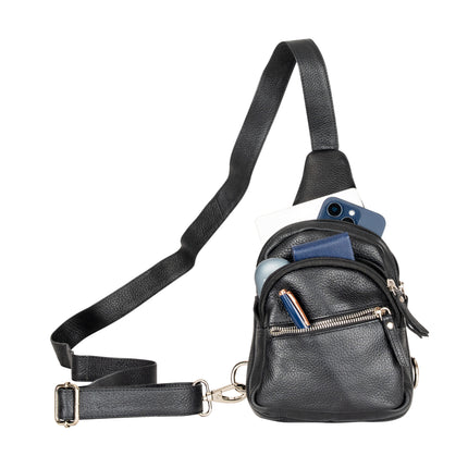 Summit Black Leather Sling Backpack