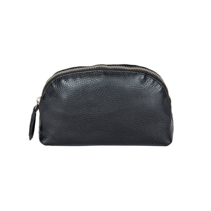 Greenwood Classic Black Leather Zip Coin Pouch