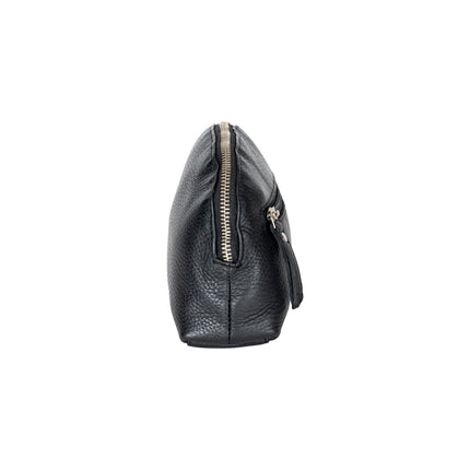 Greenwood Classic Black Leather Zip Coin Pouch