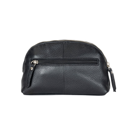 Greenwood Classic Black Leather Zip Coin Pouch