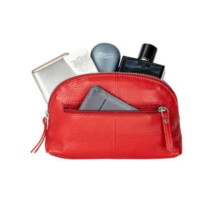 Greenwood Classic Red Leather Zip Coin Pouch