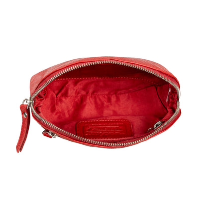 Greenwood Classic Red Leather Zip Coin Pouch