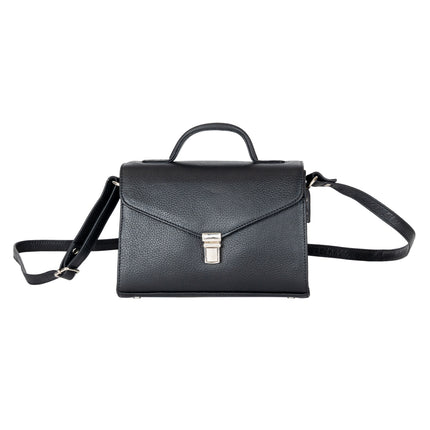 Greenwood Harper Black Leather Top Handle Crossbody Bag