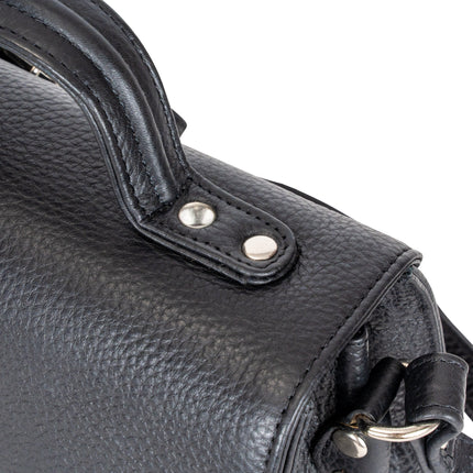 Greenwood Harper Black Leather Top Handle Crossbody Bag
