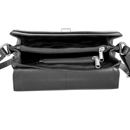 Greenwood Harper Black Leather Top Handle Crossbody Bag