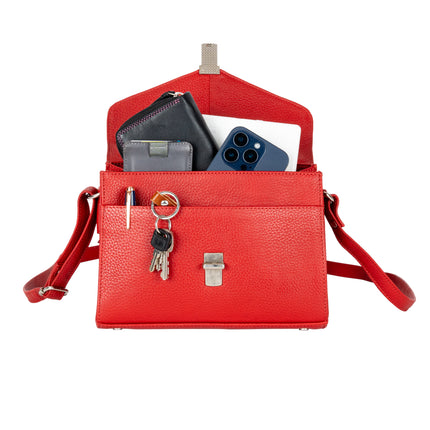 Greenwood Harper Red Leather Top Handle Crossbody Bag
