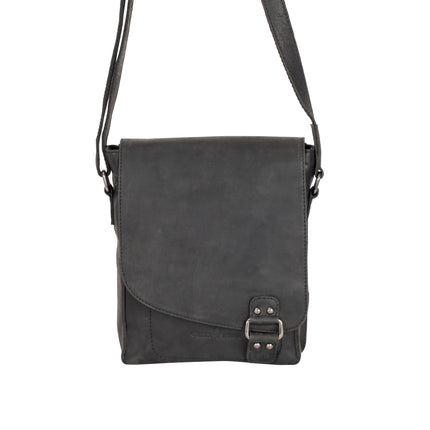 Leather Shoulder Bag Black - Hobart GW834BLK