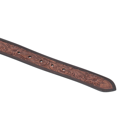 Jesse – Embossed Western Belt, Genuine Leather, Rope-Edge Buckle, Tan Brown (Pack of 6)