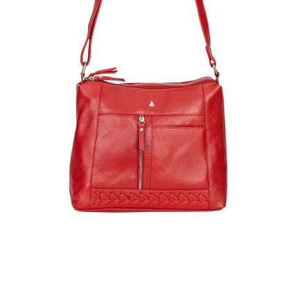 Savannah Woven Detail Leather Crossbody Bag – Red