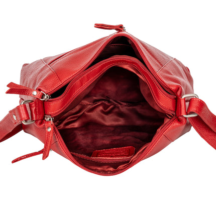 Savannah Woven Detail Leather Crossbody Bag – Red