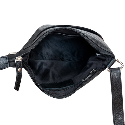 The Sorrel | Women's Black Leather Crossbody Shoulder Bag | Greenwood Leather