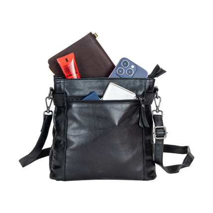 Leather Shoulder Bag 'Isalie' Black