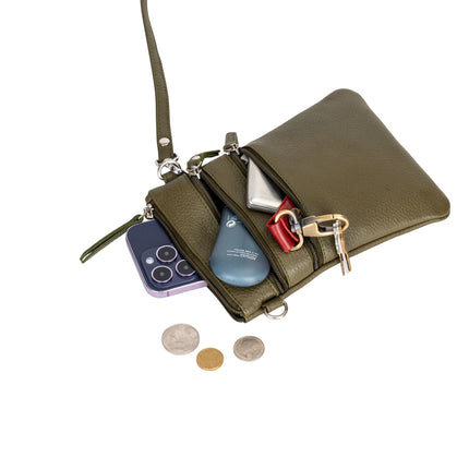 Leather Sling Bag Kempsey - Olive Green GW196625OGRN