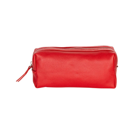 Ruby Luxe Leather Cosmetic Case Red