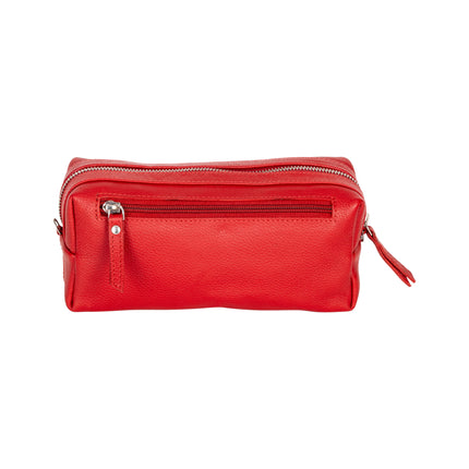 Ruby Luxe Leather Cosmetic Case Red
