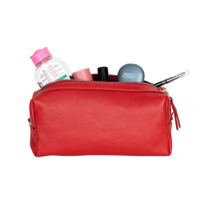 Ruby Luxe Leather Cosmetic Case Red